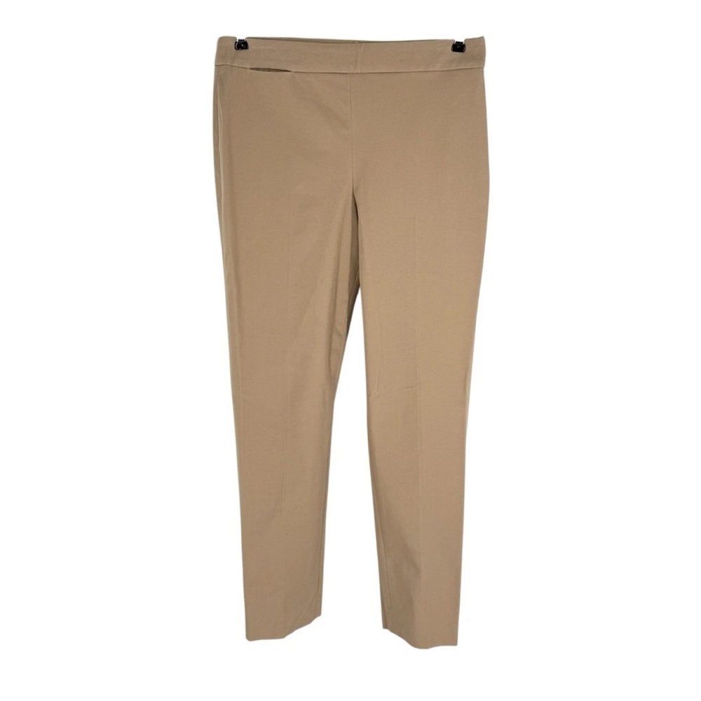 Talbots Pants Womens Size 10 Khaki Flat Front Classic Side Zip Stretch Cotton